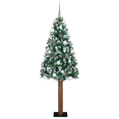 Schlanker Weihnachtsbaum mit 300 LEDs Grün und Weiß 210 cm