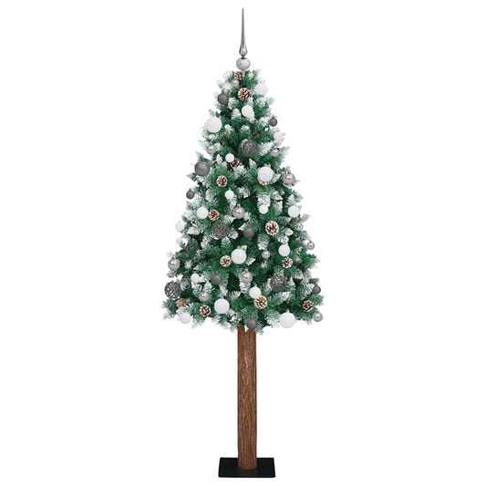 Schlanker Weihnachtsbaum mit 300 LEDs Grün und Weiß 210 cm