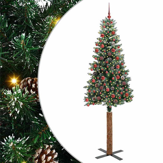 Schlanker Weihnachtsbaum mit 300 LEDs Grün und Weiß 210 cm