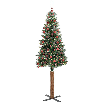 Schlanker Weihnachtsbaum mit 300 LEDs Grün und Weiß 210 cm