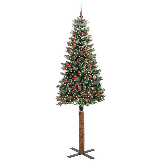 Schlanker Weihnachtsbaum mit 300 LEDs Grün und Weiß 210 cm