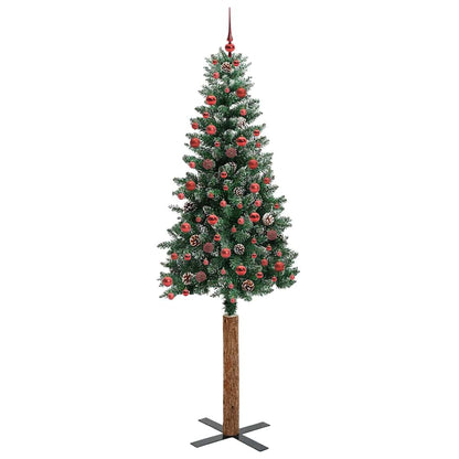 Schlanker Weihnachtsbaum mit 300 LEDs Grün und Weiß 210 cm