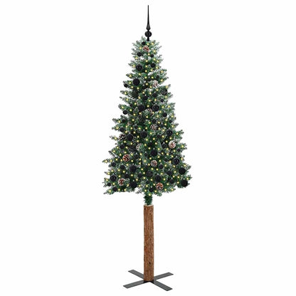 Schlanker Weihnachtsbaum mit 300 LEDs Grün und Weiß 210 cm
