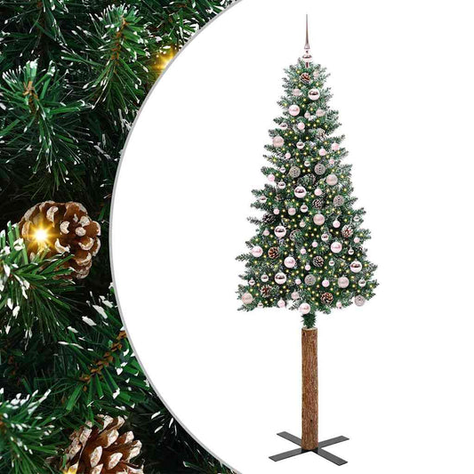 Schlanker Weihnachtsbaum mit 300 LEDs Grün und Weiß 210 cm