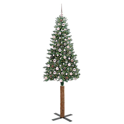 Schlanker Weihnachtsbaum mit 300 LEDs Grün und Weiß 210 cm