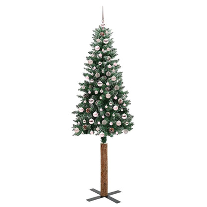 Schlanker Weihnachtsbaum mit 300 LEDs Grün und Weiß 210 cm