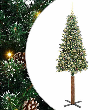 Schlanker Weihnachtsbaum mit 300 LEDs Grün und Weiß 210 cm