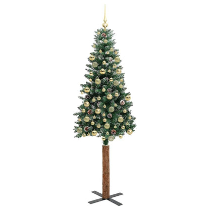 Schlanker Weihnachtsbaum mit 300 LEDs Grün und Weiß 210 cm