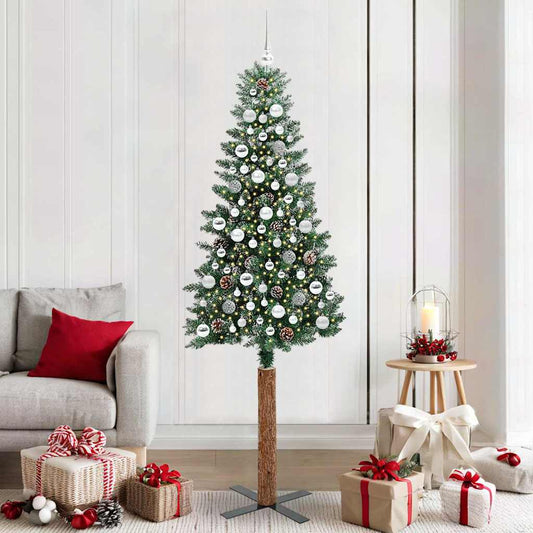 Schlanker Weihnachtsbaum mit 300 LEDs Grün und Weiß 210 cm