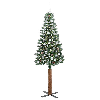 Schlanker Weihnachtsbaum mit 300 LEDs Grün und Weiß 210 cm