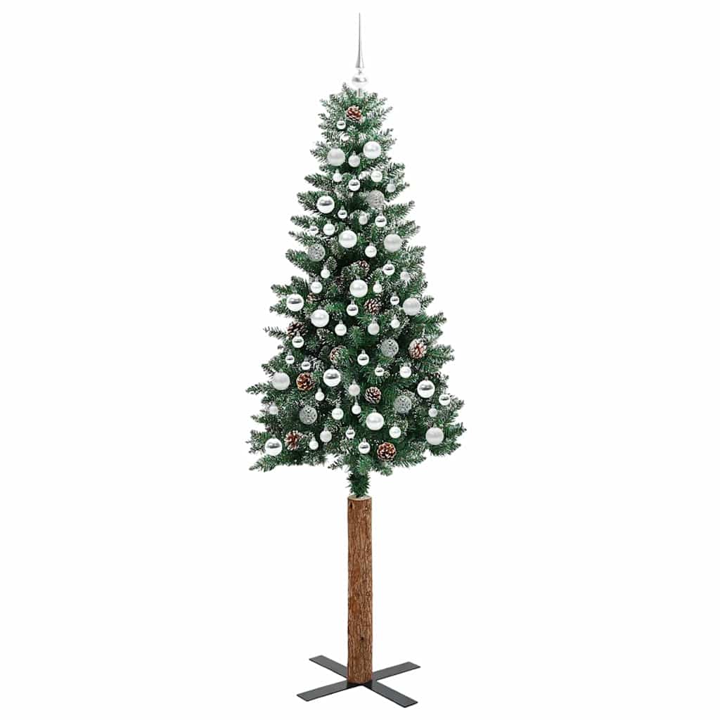 Schlanker Weihnachtsbaum mit 300 LEDs Grün und Weiß 210 cm