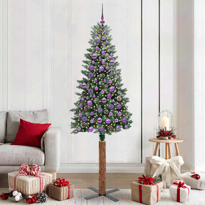 Schlanker Weihnachtsbaum mit 300 LEDs Grün und Weiß 210 cm