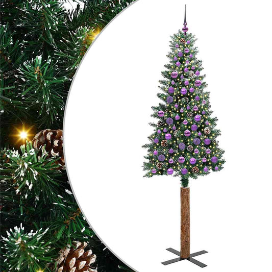 Schlanker Weihnachtsbaum mit 300 LEDs Grün und Weiß 210 cm