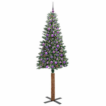 Schlanker Weihnachtsbaum mit 300 LEDs Grün und Weiß 210 cm