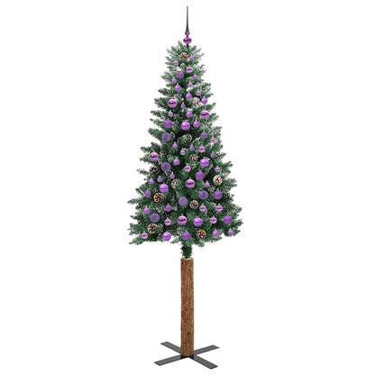 Schlanker Weihnachtsbaum mit 300 LEDs Grün und Weiß 210 cm