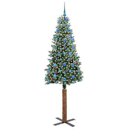 Schlanker Weihnachtsbaum mit 300 LEDs Grün und Weiß 210 cm