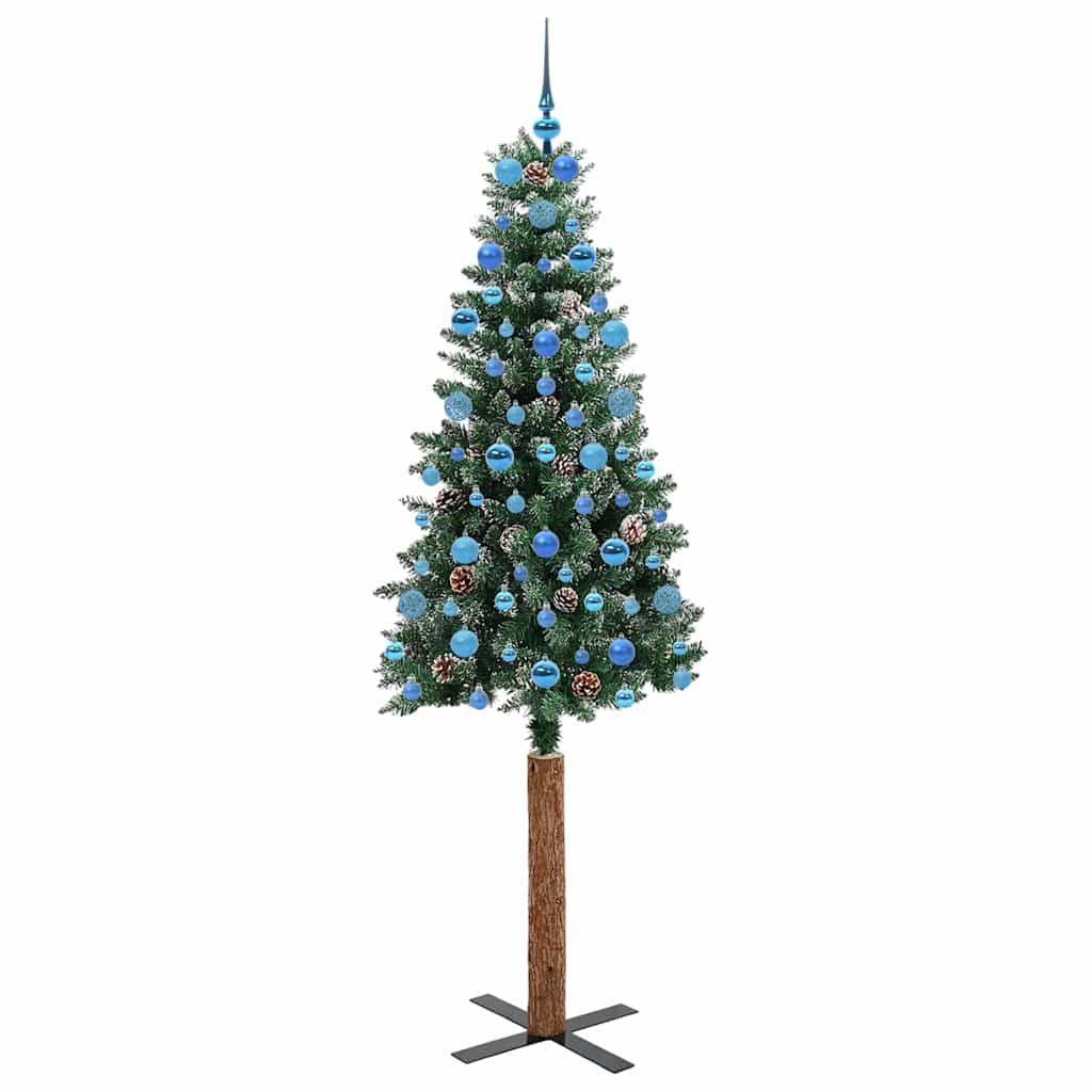 Schlanker Weihnachtsbaum mit 300 LEDs Grün und Weiß 210 cm