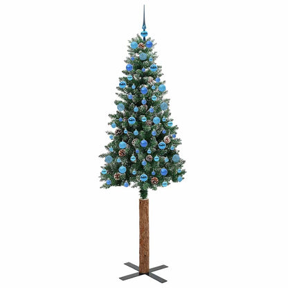 Schlanker Weihnachtsbaum mit 300 LEDs Grün und Weiß 210 cm