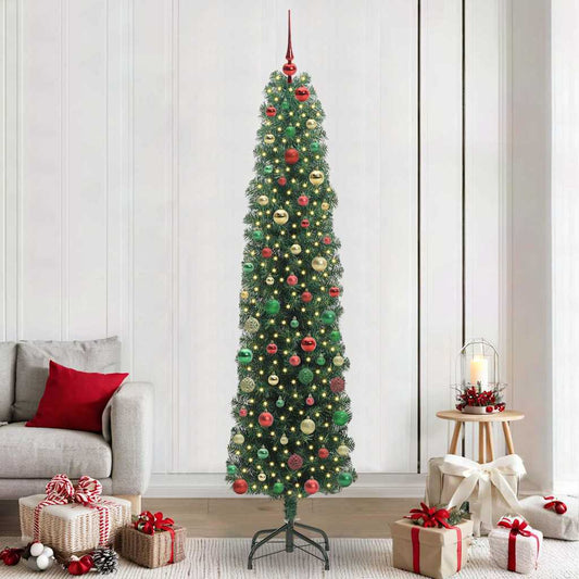 Künstlicher Weihnachtsbaum mit 300 LEDs mit Ständer Grün 240 cm