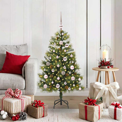 Künstlicher Klapp-Weihnachtsbaum mit Tannenzapfen Grün 120 cm