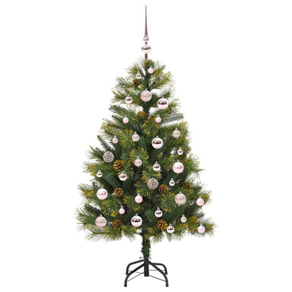 Künstlicher Klapp-Weihnachtsbaum mit Tannenzapfen Grün 120 cm