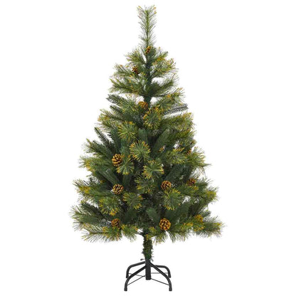 Künstlicher Klapp-Weihnachtsbaum mit Tannenzapfen Grün 120 cm