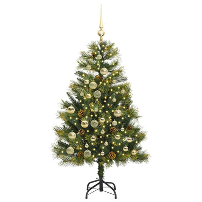 Künstlicher Klapp-Weihnachtsbaum mit Tannenzapfen Grün 120 cm