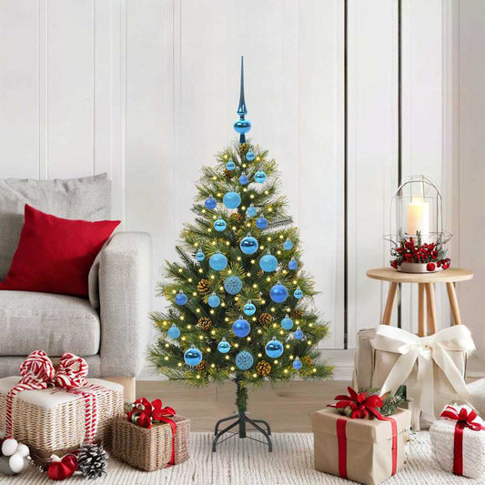 Künstlicher Klapp-Weihnachtsbaum mit Tannenzapfen Grün 120 cm