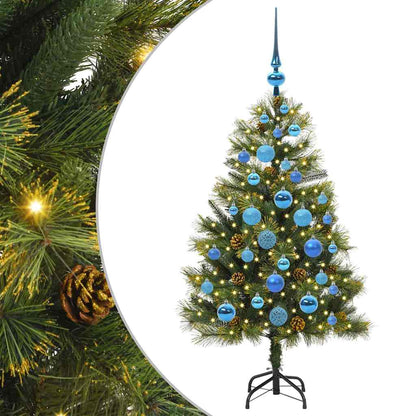 Künstlicher Klapp-Weihnachtsbaum mit Tannenzapfen Grün 120 cm