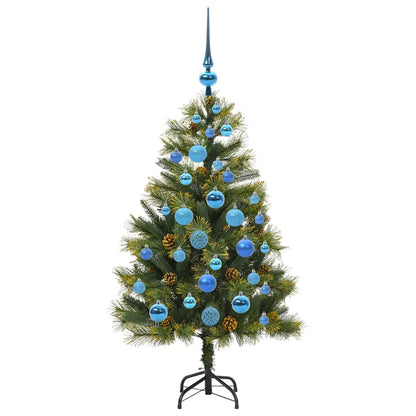 Künstlicher Klapp-Weihnachtsbaum mit Tannenzapfen Grün 120 cm