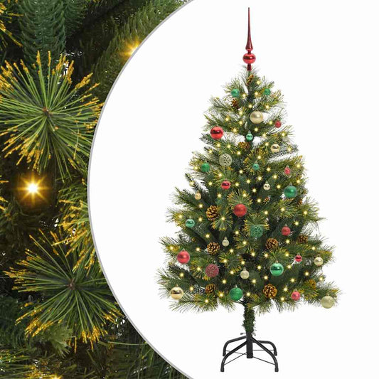 Künstlicher Klapp-Weihnachtsbaum mit Tannenzapfen Grün 150 cm
