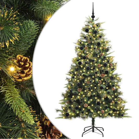 Künstlicher Klapp-Weihnachtsbaum mit Tannenzapfen Grün 240 cm