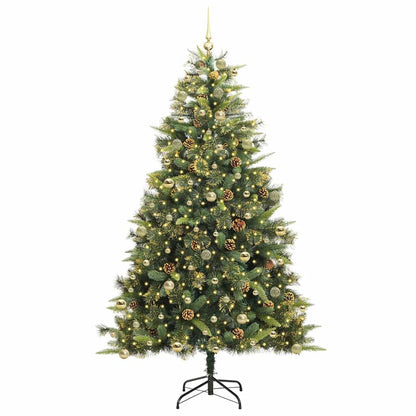 Künstlicher Klapp-Weihnachtsbaum mit Tannenzapfen Grün 240 cm
