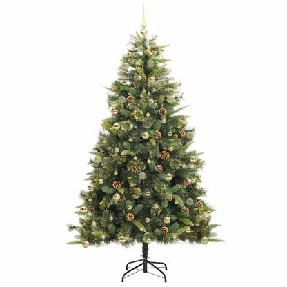 Künstlicher Klapp-Weihnachtsbaum mit Tannenzapfen Grün 240 cm