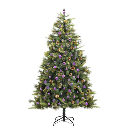 Künstlicher Klapp-Weihnachtsbaum mit Tannenzapfen Grün 240 cm