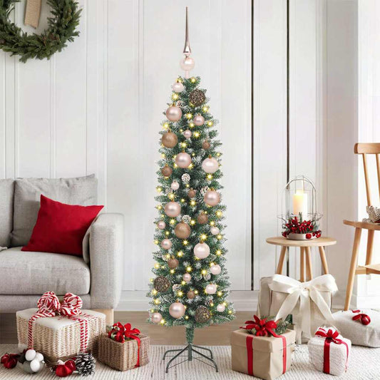 Künstlicher schlanker Weihnachtsbaum mit 150 LEDs Grün 120 cm