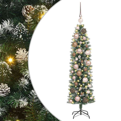 Künstlicher schlanker Weihnachtsbaum mit 150 LEDs Grün 120 cm