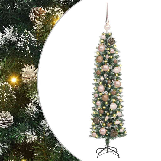 Künstlicher schlanker Weihnachtsbaum mit 150 LEDs Grün 120 cm