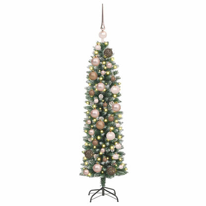 Künstlicher schlanker Weihnachtsbaum mit 150 LEDs Grün 120 cm