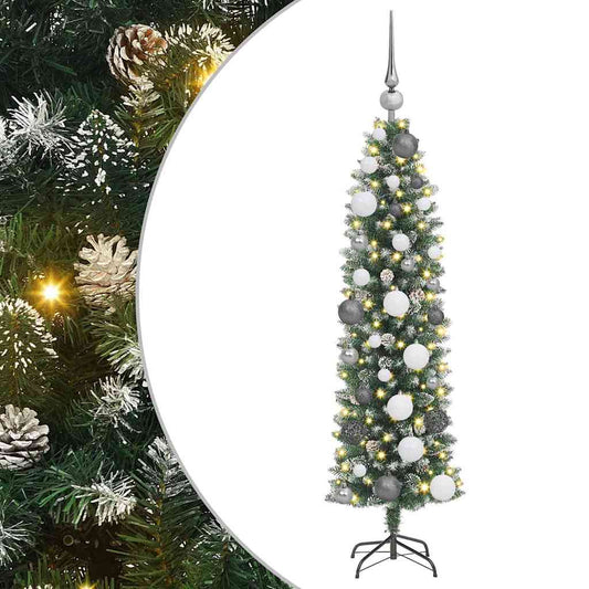 Künstlicher schlanker Weihnachtsbaum mit 150 LEDs Grün 120 cm