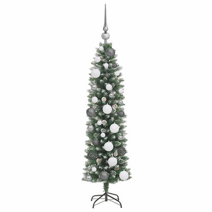 Künstlicher schlanker Weihnachtsbaum mit 150 LEDs Grün 120 cm