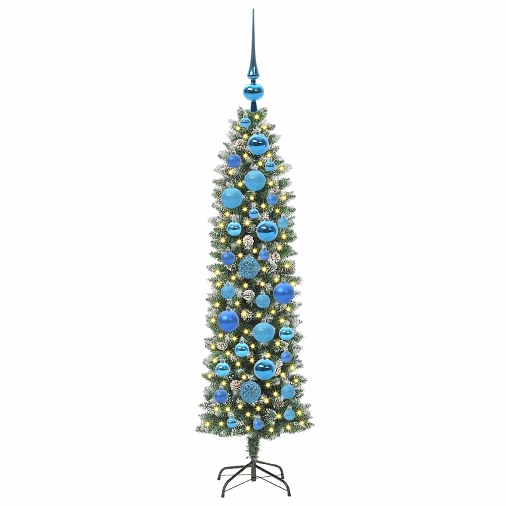 Künstlicher schlanker Weihnachtsbaum Grün und Weiß 120 cm