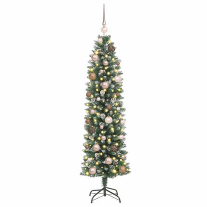 Künstlicher schlanker Weihnachtsbaum mit 150 LEDs Grün 150 cm