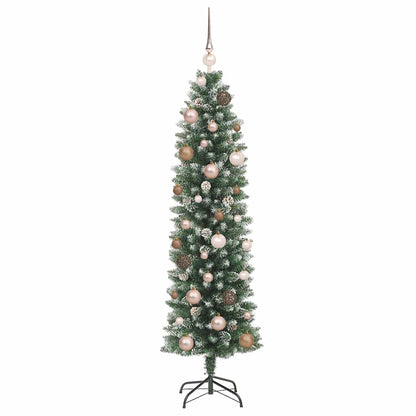 Künstlicher schlanker Weihnachtsbaum mit 150 LEDs Grün 150 cm
