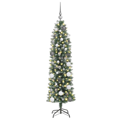 Künstlicher schlanker Weihnachtsbaum mit 150 LEDs Grün 150 cm