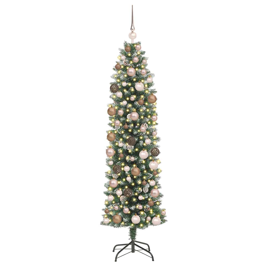 Künstlicher schlanker Weihnachtsbaum mit 300 LEDs Grün 180 cm