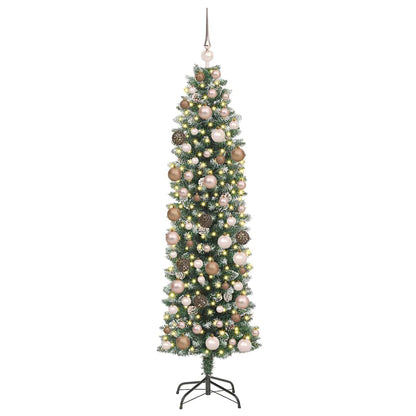 Künstlicher schlanker Weihnachtsbaum mit 300 LEDs Grün 180 cm