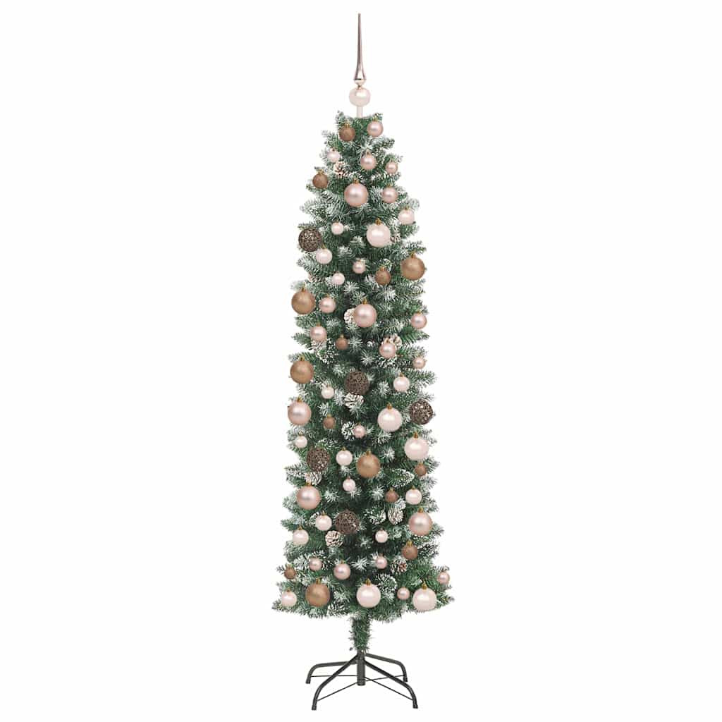 Künstlicher schlanker Weihnachtsbaum mit 300 LEDs Grün 180 cm