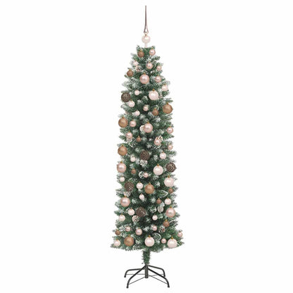 Künstlicher schlanker Weihnachtsbaum mit 300 LEDs Grün 180 cm
