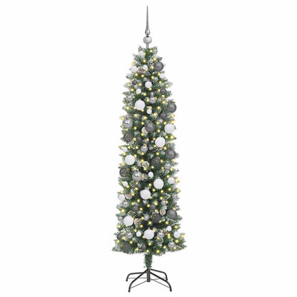 Künstlicher schlanker Weihnachtsbaum mit 300 LEDs Grün 180 cm